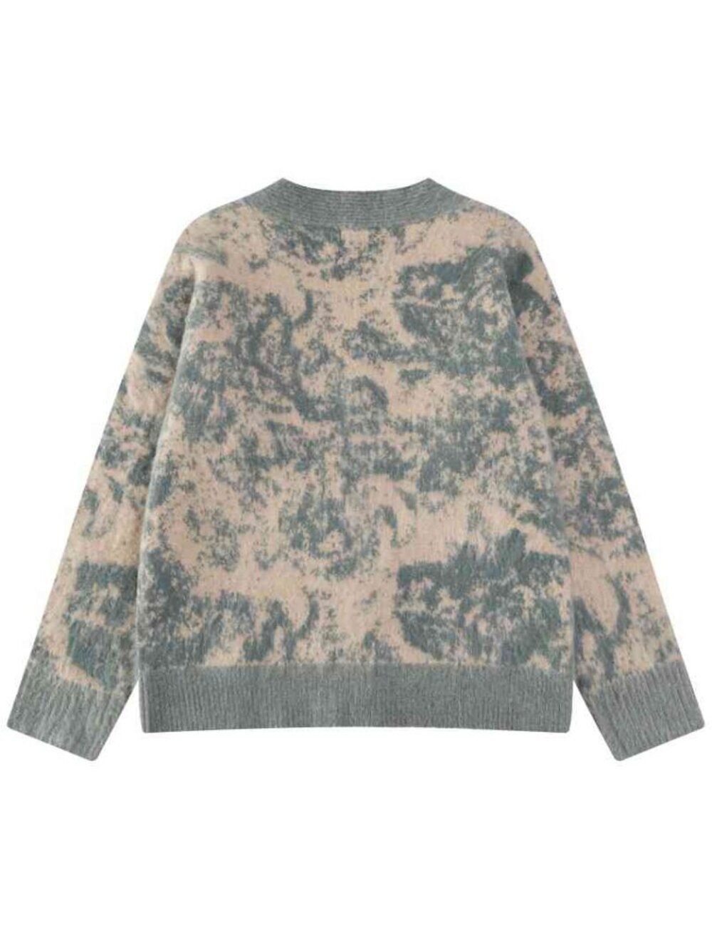 AMI Paris Grey Green Tie-Dye Jacquard V-Neck Knit Cardigan - Picture 2 of 7